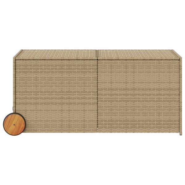 Gartentruhe mit Rollen Beige 283L Poly Rattan