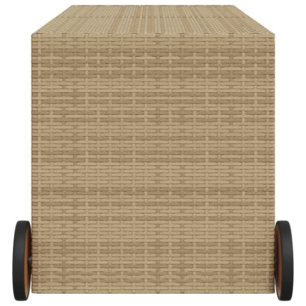 Gartentruhe mit Rollen Beige 283L Poly Rattan
