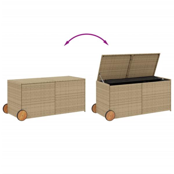 Gartentruhe mit Rollen Beige 283L Poly Rattan
