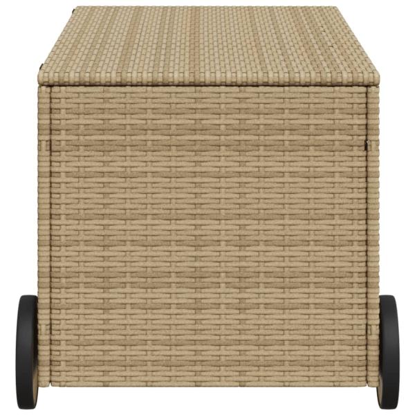 Gartentruhe mit Rollen Beige 190L Poly Rattan