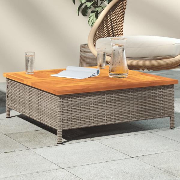 ARDEBO.de - Gartentisch Grau 70x70x25 cm Rattan und Akazienholz