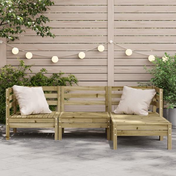 ARDEBO.de - Gartensofa 3-Sitzer mit Hocker Kiefernholz Imprägniert