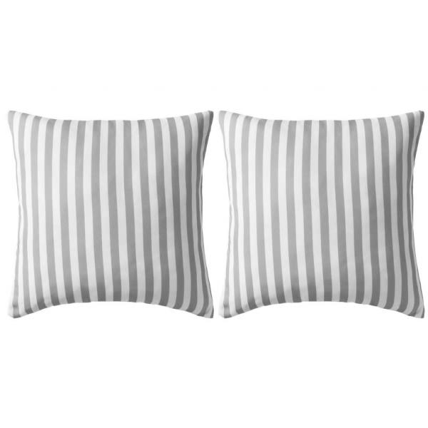 ARDEBO.de - Gartenkissen 2 Stk. Streifenmuster 45 x 45 cm Grau
