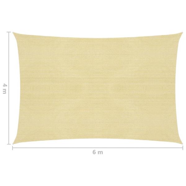 Sonnensegel HDPE Rechteckig 4x6 m Beige
