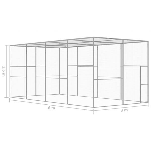Katzenkäfig 6x3x2,5 m Verzinkter Stahl