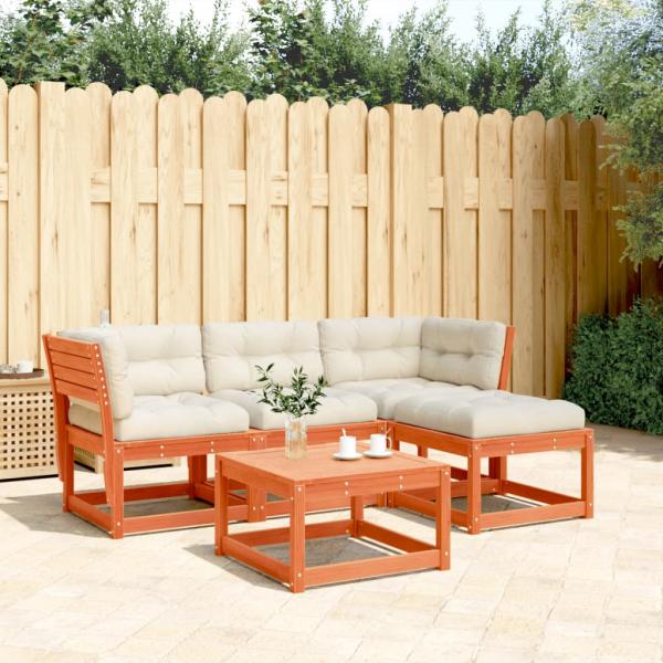 ARDEBO.de - 4tlg. Garten-Lounge-Set mit Kissen Wachsbraun Massivholz Kiefer
