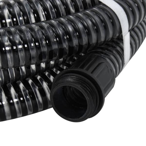 Saugschlauch mit Messing-Anschlüssen Schwarz 1,1" 3 m PVC