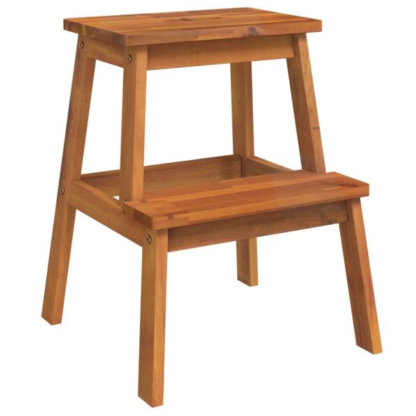 Tritthocker mit 2 Stufen 40x38x50 cm Massivholz Akazie