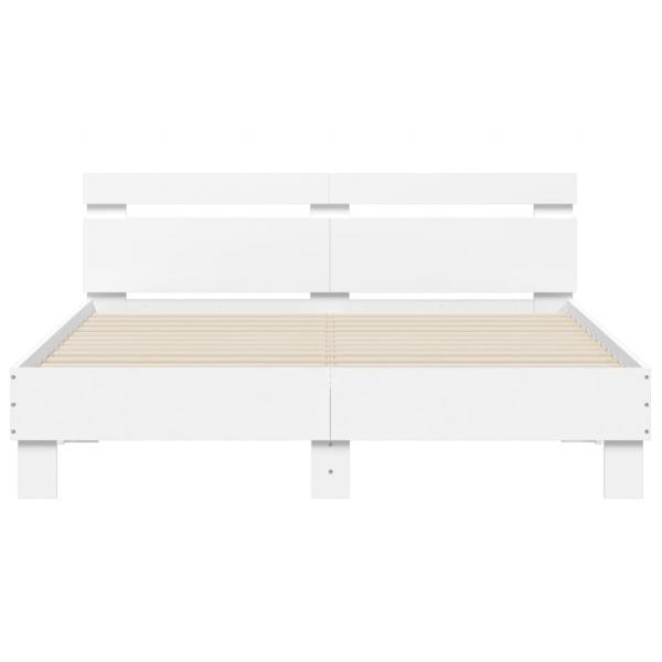 Bettgestell mit Kopfteil LED-Beleuchtung Weiß 140x190 cm