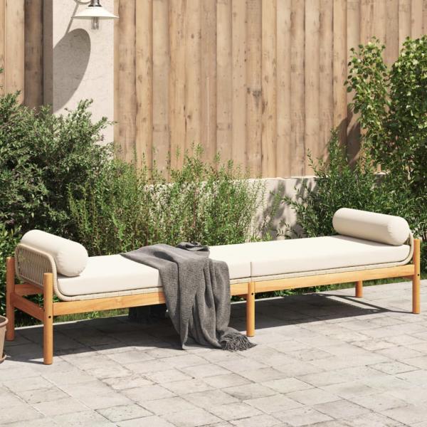 ARDEBO.de - Gartenbank mit Kissen Beige Poly Rattan Akazie