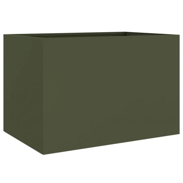 Pflanzkübel Olivgrün 62x40x39 cm Kaltgewalzter Stahl