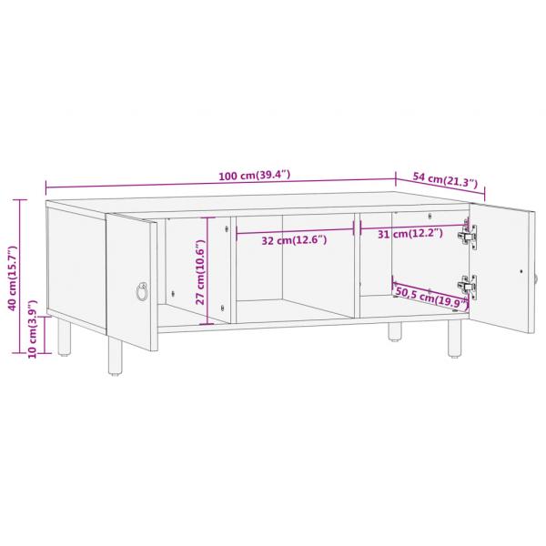 Couchtisch 100x54x40 cm Massivholz Mango