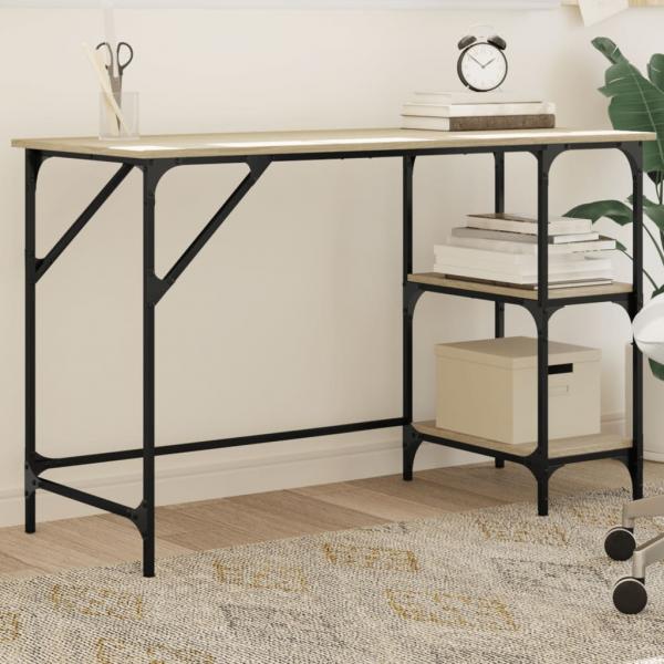 ARDEBO.de - Schreibtisch Sonoma-Eiche 120x50x75 cm Metall Holzwerkstoff