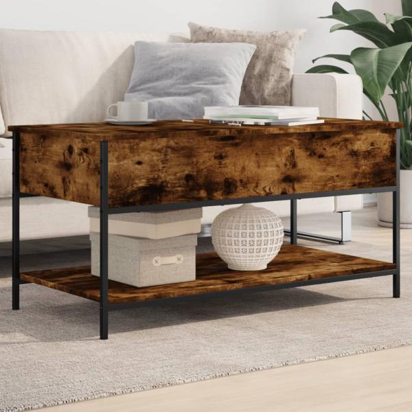 ARDEBO.de - Couchtisch Räuchereiche 100x50x50 cm Holzwerkstoff und Metall