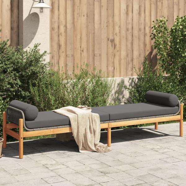ARDEBO.de - Gartenbank mit Kissen Grau Poly Rattan Akazie