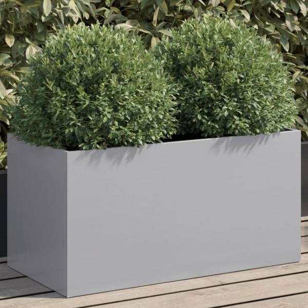 ARDEBO.de - Pflanzkübel Silbern 62x30x29 cm Verzinkter Stahl