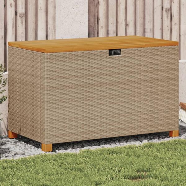 ARDEBO.de - Gartentruhe Beige 110x55x63 cm Poly Rattan Akazienholz