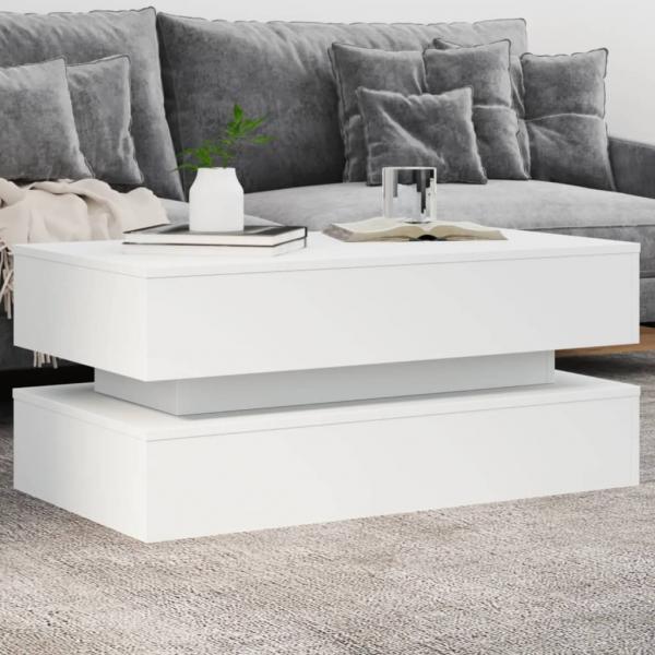 ARDEBO.de - Couchtisch mit LED-Leuchten Weiß 90x50x40 cm