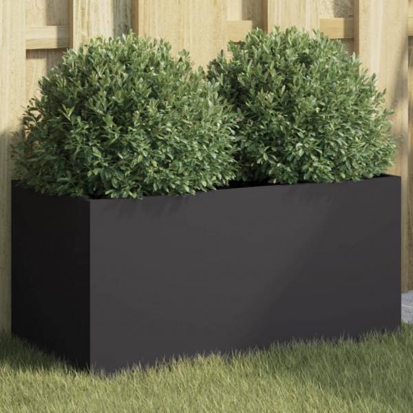 ARDEBO.de - Pflanzkübel Schwarz 62x30x29 cm Kaltgewalzter Stahl