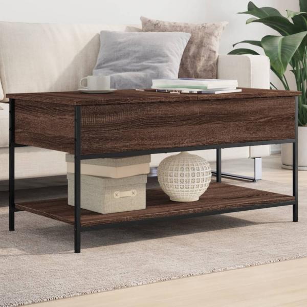 ARDEBO.de - Couchtisch Braun Eichen-Optik 100x50x50 cm Holzwerkstoff Metall