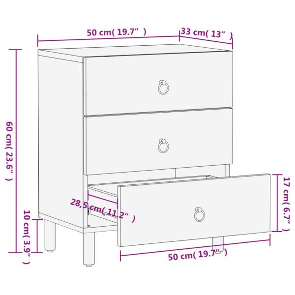 Nachttisch 50x33x60 cm Massivholz Mango