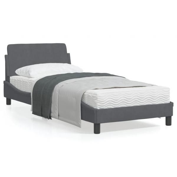 ARDEBO.de - Bettgestell mit Kopfteil Dunkelgrau 90x190 cm Samt