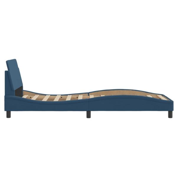 Bettgestell mit Kopfteil Blau 90x190 cm Stoff