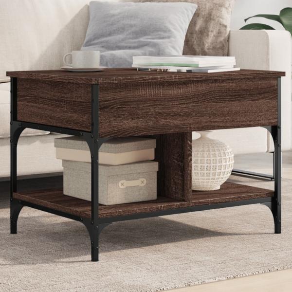 ARDEBO.de - Couchtisch Braun Eichen-Optik 70x50x50 cm Holzwerkstoff Metall