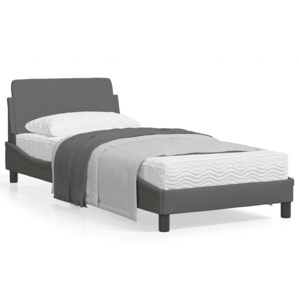 ARDEBO.de - Bettgestell mit Kopfteil Dunkelgrau 80x200 cm Stoff