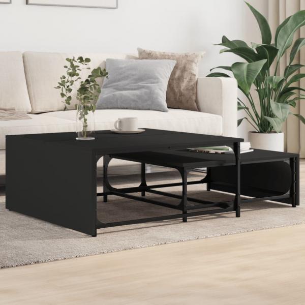 ARDEBO.de - Satztische 2 Stk. Schwarz Holzwerkstoff und Metall