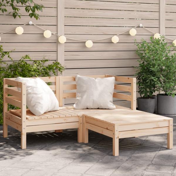 ARDEBO.de - Gartensofa 2-Sitzer mit Hocker Massivholz Kiefer