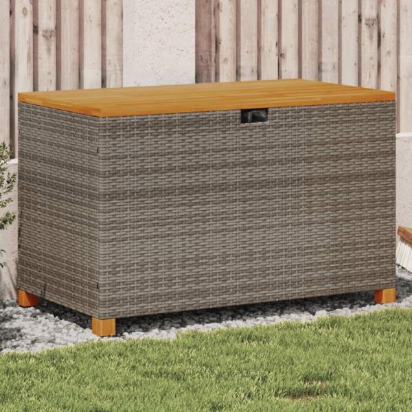 ARDEBO.de - Gartentruhe Grau 110x55x63 cm Poly Rattan Akazienholz