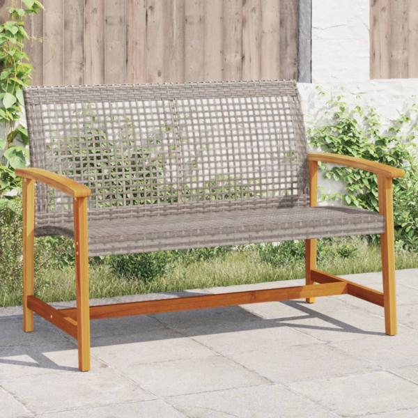 ARDEBO.de - Gartenbank Grau 112 cm Poly Rattan und Akazienholz