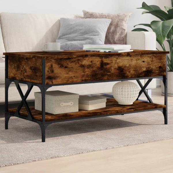 ARDEBO.de - Couchtisch Räuchereiche 100x50x50 cm Holzwerkstoff und Metall