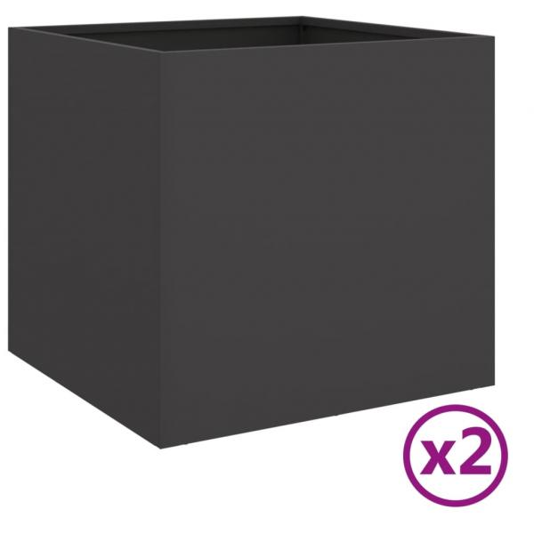Pflanzkübel 2 Stk. Schwarz 49x47x46 cm Kaltgewalzter Stahl
