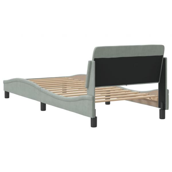 Bettgestell mit Kopfteil Hellgrau 90x190 cm Samt