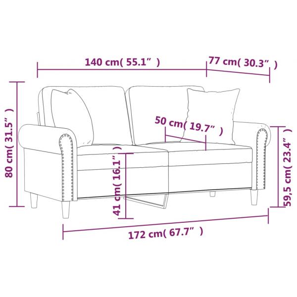 2-Sitzer-Sofa mit Zierkissen Braun 140 cm Samt