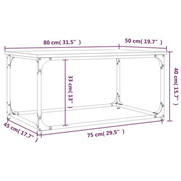 ARDEBO.de - Couchtisch Räuchereiche 80x50x40 cm Holzwerkstoff und Eisen