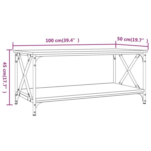 ARDEBO.de - Couchtisch Sonoma Eiche 100x50x45 cm Holzwerkstoff und Eisen