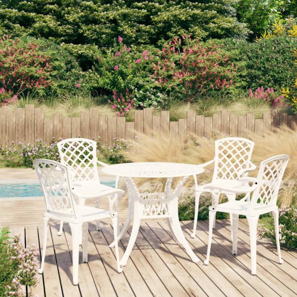 ARDEBO.de - 5-tlg. Bistro-Set Aluminiumguss Weiß