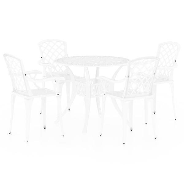 5-tlg. Bistro-Set Aluminiumguss Weiß