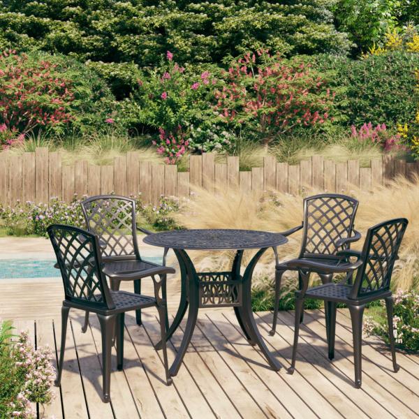 ARDEBO.de - 5-tlg. Bistro-Set Aluminiumguss Schwarz