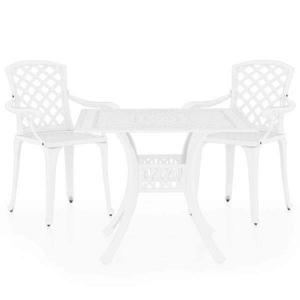 ARDEBO.de - 3-tlg. Bistro-Set Aluminiumguss Weiß