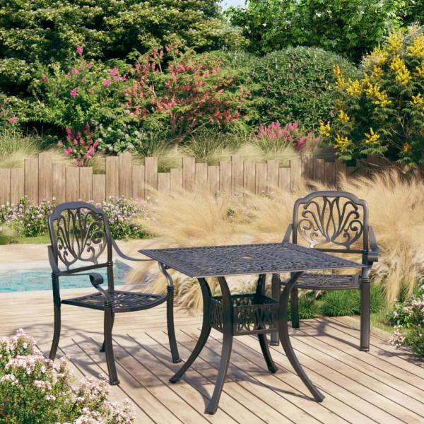 ARDEBO.de - 3-tlg. Bistro-Set Aluminiumguss Schwarz