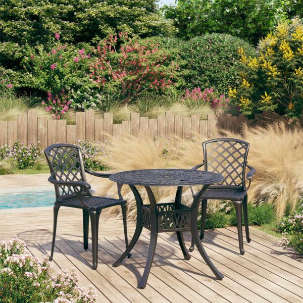 ARDEBO.de - 3-tlg. Bistro-Set Aluminiumguss Schwarz
