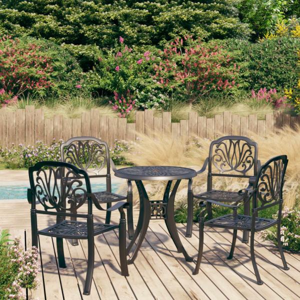ARDEBO.de - 5-tlg. Bistro-Set Aluminiumguss Schwarz