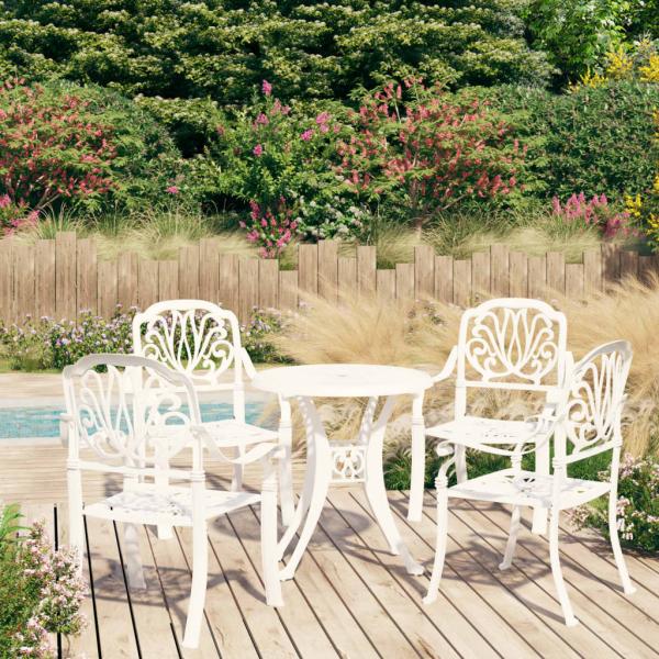 ARDEBO.de - 5-tlg. Bistro-Set Aluminiumguss Weiß