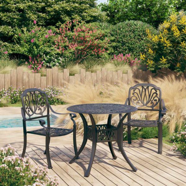ARDEBO.de - 3-tlg. Bistro-Set Aluminiumguss Schwarz