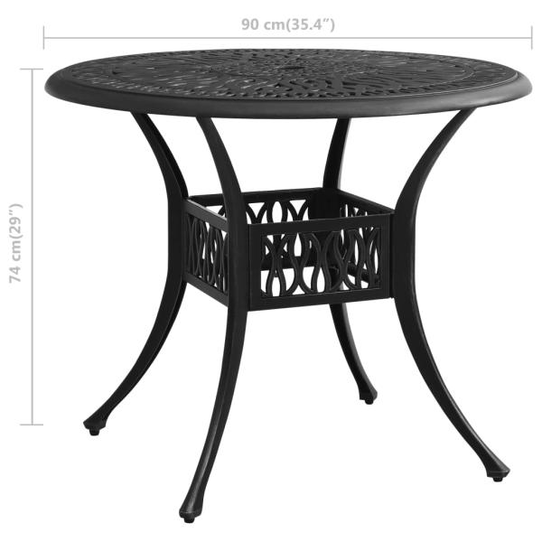 3-tlg. Bistro-Set Aluminiumguss Schwarz