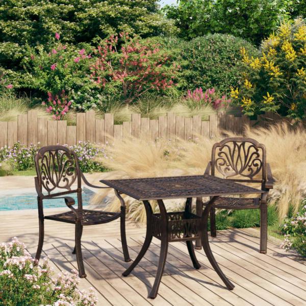 ARDEBO.de - 3-tlg. Bistro-Set Aluminiumguss Bronzen